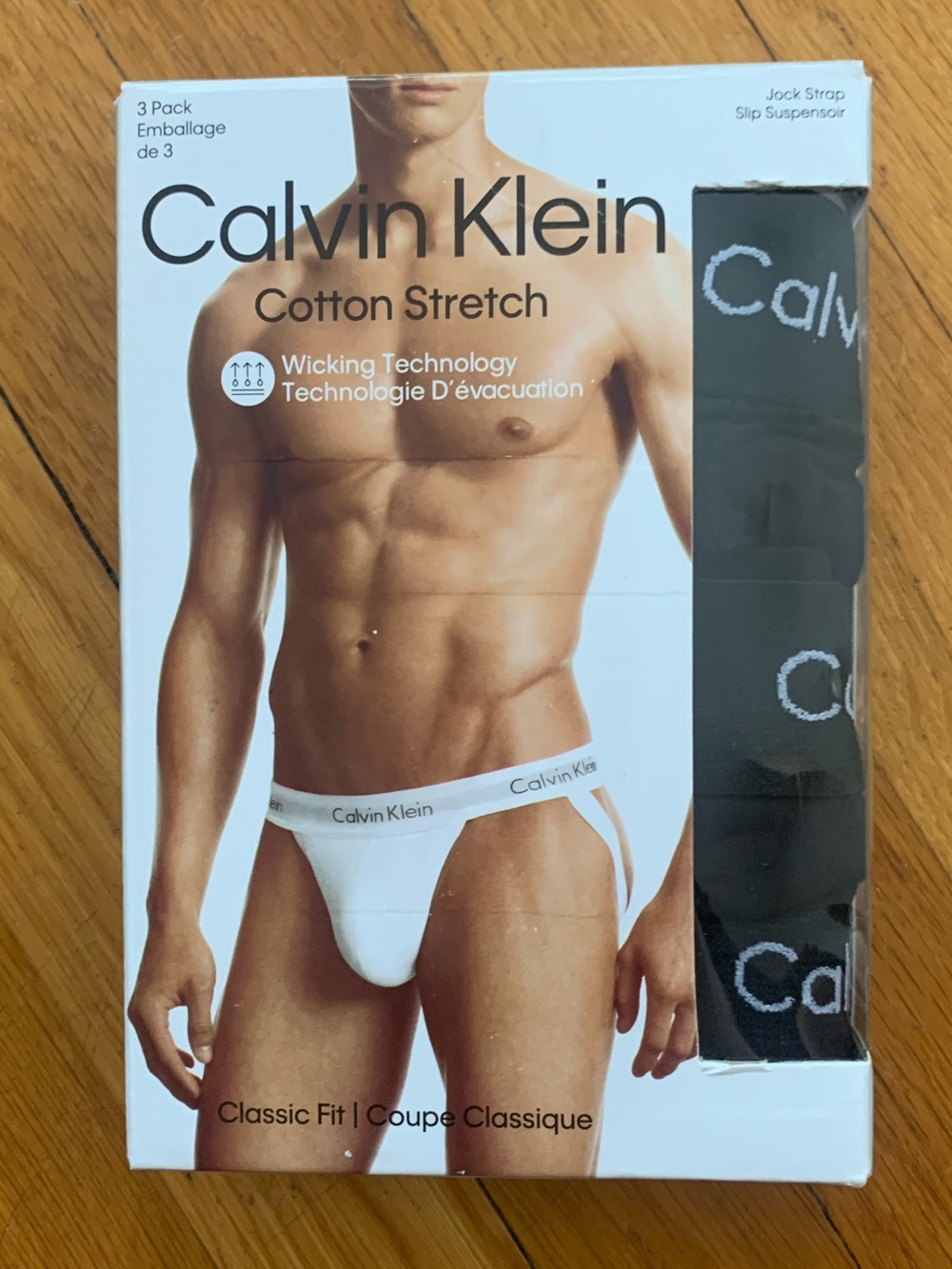 NIB Calvin Klein Cotton Stretch Classic Fit Black Jock Straps Box of 3 - Size M